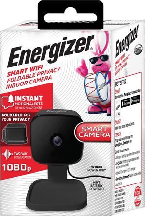 Energizer Smart Wi-Fi Indoor Security Camera, 1080P Full HD with Motion Alerts, Two-Way Communication, App Access, Cloud or SD Storage, Foldable Design for Privacy, 2.4Ghz Wi-Fi, White