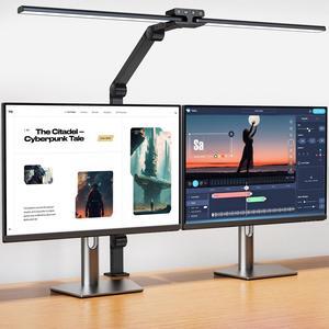 KableRika Desk Lamp,Double Head Desk Lamp with Clamp,24W Led Desk Lights for Home Office Ultra Bright Architect Table Lamp 4 Brightness 4 Color,Auto Dimming Task Lamp for Monitor Work Study