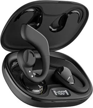 Jzones Open Ear Headphones Wireless Bluetooth 5.3, Open Ear Earbuds with Dual 16.2mm Dynamic Drivers 60 Hours Playtime Waterproof Sport Earbuds Compatible with iPhone Android TV