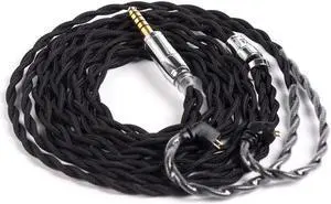 keephifi Earbuds Cable-TFZ 4 Core KBEAR [Smooth] Ear Monitor Upgraded Cable, 5N UPOCC Singel Crystal Copper Cable with 4.4mm Plug, Suit for Live-X T2-Galaxy TFZ Series (TFZ, 4.4Black)