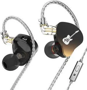 ND-DD3 Adjustable Dual Magnetic Dynamic Earphone, 4 Adjustable Tuning Modes Wried Headphone, HiFi Quality in Ear Earphone with Detachaable 2pin Cable for Audiophile Musician (Black, With Mic)