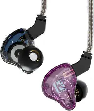 Kinboofi KBEAR KS2 in-Ear Stereo Wired Headphones in-Ear Earphone, Noise Cancelling Sport Hybrid HiFi Earbuds Earphone with 2 PIN Removeable Cable for Guitarist Drumme Audiophile (No Mic, blue)