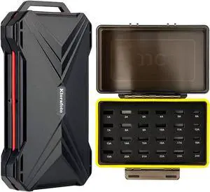 Magnetic Closure Memory Card Storage Case + 24 Slot Mini Flash Drive Case : Case for Storage Memory Card and 24 Mini USB Drive Data Storage Holder Bundle