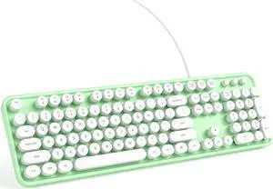 KNOWSQT Wired Computer Keyboard - Green-White Full-Size Round Keycaps Typewriter Keyboards for Windows, Laptop, PC, Desktop, Mac