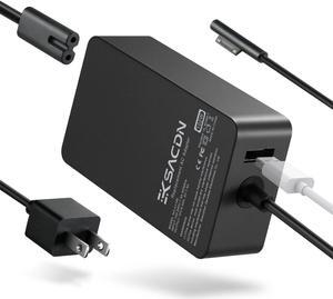 KSACDN Surface Charging Adapter, 102W 15V 6.33A for Microsoft Surface Book 2/3, Pro X/9/8/7/6, Laptop 2/3/4, Studio, with Power Cord & USB Port