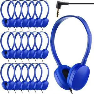 Konohan Kids Headphones Bulk for Classroom School 18 Pack Class Set of Headphones for Students Adjustable 3.5mm Wired Wholesale Earphones for Toddler Boys Girls Teens Children Adults(Blue)