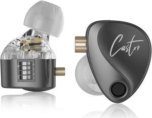 KZ Castor iem, kz in ear Monitor Earbuds with Dual Dynamic Drivers Musicians, Tunable in-ear Earphones Headphones with 2dd Drivers, Adjusting Switch, Noise-isolating, Silicone Eartips(Bass Version)