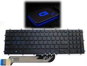 LeFix US Blue Backlit Keyboard Frameless(Without Frame) Replacement Compatible with DELL G3(3779),G3(3590),G3(3579),G5(5587),G5(5590),G7(7588,7590 7790) -Blue Print