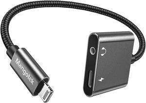 Mangotek iPhone Headphone Adapter, iPhone Aux and Charger Adapter,Apple Lightning to 3.5 mm Headphone Jack Adapter, Dongle for iPhone 14/13/12/11 Pro Max/Pro/Plus/Mini/XR/XS/8/7 Plus,Grey