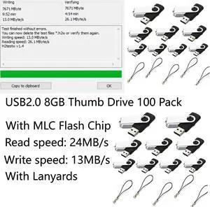 Mokaabb 8GB USB Drive Flash Drive 100 Pack USB Flash Drives 100 Pack Flash Drives 100 Pack Thumb Drive USB Stick (Black, No Logo)