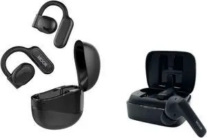 MOOR OpenWave Open Ear Headphones + in Ear Wireless Earbuds, ENC Noise Cancelling Earbuds, Premium Stereo Sound, Waterproof Earbuds for Sport, Work (Black, Black)