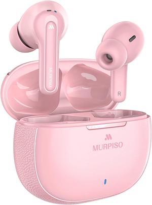 MURPISO Wireless Earbuds, Active Noise Cancelling Bluetooth5.2 Deep Bass Headphones with 4 Mics, 35 Hours Playtime, IPX6 Waterproof Earphones, in-Ear Bluetooth Earbuds for iPhone Android Pink