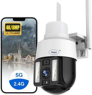 N_EYE Outdoor 5G WiFi Security Cameras,8MP/4K 360 Degree Dome Surveillance Cameras,5X zoom, 2-Way Audio Security PTZ Camera, IP66 Waterproof Outdoor Camera,Cloud Storage/Support SD Card