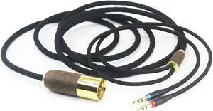 NewFantasia 10ft 4-pin XLR Balanced Cable 6N OCC Copper Silver Plated Cord Walnut Wood Shell Compatible with Hifiman Ananda, Sundara, Arya, HE400SE, HE4XX, HE-400i Headphone (2 x 3.5mm Version)