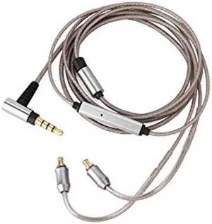 okcsc A2DC Jack Earphones Cable OFC Silver Plated Remote Control 3.5mm Plug Replacement Headphone Upgrade Cable with Mic for Audio-Technica Headphones ATH-LS50 LS70 E40 E50 E70 LS300 (Mic)
