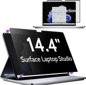 Peslv Privacy Screen for 14.4 Inch Surface Laptop Studio 2/1, MagicSuction(tm) Removable Anti Spy Black Protector, Glare Blue Light Filter for Microsoft Laptop Computer Monitor