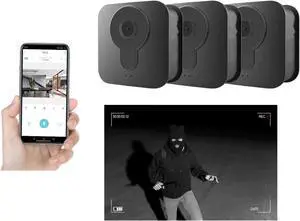 Playhardest Outdoor Wireless Battery-Powered, Motion Detecting, Weather Resistant Security Camera System Kit - Compatible with Alexa - 3 Camera Set, Black, PH-OUTDOORCAM-5PK