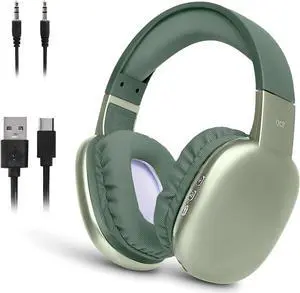 iJoy Ultra Wireless Headphones with Microphone- Rechargeable Over Ear Wireless Bluetooth Headphones with 10Hr Playtime, SD Slot, Backup Wire- Soft Cushion Wireless Headset with Mic (Green)