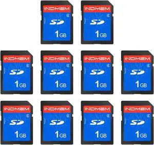 INDMEM SD Card 1GB, 10 Packs Class 4 1GB Flash Memory Card MLC Standard Secure Digital Cards Camera Card