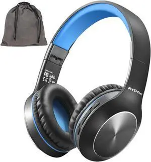 Rydohi Bluetooth Headphones Over Ear, 68H Playtime 3 EQ Music Modes Wireless Headphones with Microphone/Deep Bass, Foldable Lightweight Headset for PC Home Travel Office(Black Blue)
