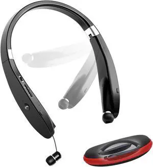 SX991 Bluetooth Headset, Bluetooth 5.0 Neckband Headphones Foldable Sports Earphone with Retractable Earbuds, for Home Office,Video Conference, with Carry Case
