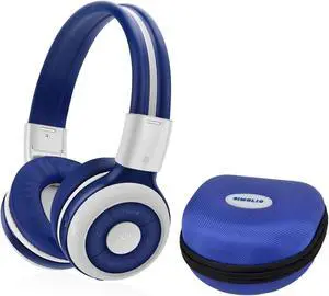 SIMOLIO Kids Headphones Bluetooth for Boys, Built-in Microphone and Share Port, Safe 75dB,85dB,94dB Volume Limited, Foldable and Adjustable, Wireless/Wired Headphones for Kids School Travel Grey