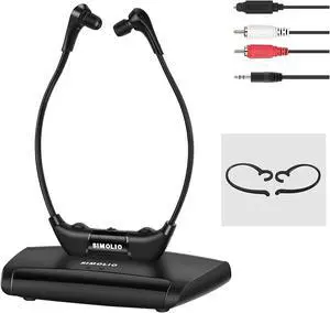 SIMOLIO IR Wireless TV Headphones with Replacement Ear Hooks, TV Hearing Devices for Seniors