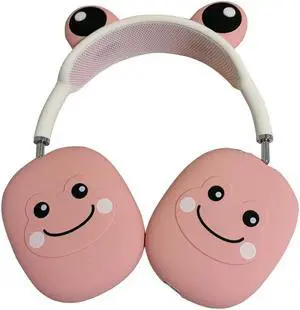Silicone Case Cover for Airpods Max Cute Frog Design Ear Cups Headband Cover for AirPods Max Headphones Anti-Scratch Soft Silicone Protector for Apple Airpods Max Cases (Pink)