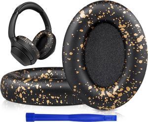 SOULWIT Professional Earpads Cushions Replacement for Sony WH-1000XM3 (WH1000XM3) Over-Ear Headphones, Ear Pads with Softer Protein Leather, Noise Isolation Memory Foam, Added Thickness (Black Gold)