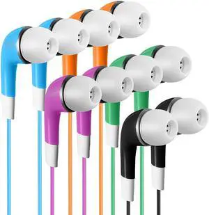SP SOUNDPRETTY Bulk Kids Earbuds Individually Packaged Classroom 100 Pack Multi Color Earphones Headphones for Children Students Schools Libraries Hospitals