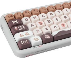 Coffee Keycaps, MOA Profile Keycap, Cute Keycaps 136 Keys PBT DYE-SYB Keycap Set for Mx Cherry Mechanical Keyboard 61/64/84/87/104/108 Layout