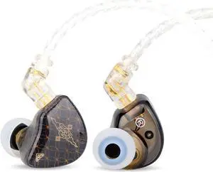 Linsoul TANGZU Wan'er S.G HiFi 10mm Dynamic Driver PET Diaphragm in-Ear Earphone with Ergonomic Shape, Detachable Recessed 2Pin OFC Braided Cable for Audiophile Musician DJ Stage(Black, Without Mic)