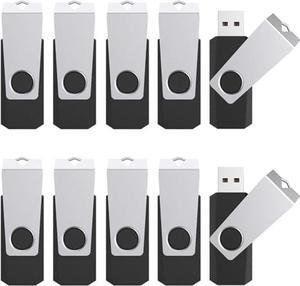 TOPESEL 10 Pack 8GB USB 2.0 Flash Drive Memory Stick Fold Storage Thumb Stick Pen Swivel Design (8G, 10PCS, Black)