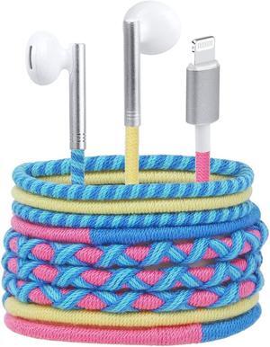 URIZONS Colorful Nylon Braided Headphones Kids Earbuds - in-Ear Lighting Earphones Tangle-Free Cord Wrapped for iPhone 7, 8,11,12.13,14