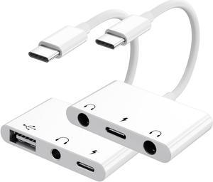 UWECAN USB C to 3.5mm Audio Adapter, 3 in 1 Aux to USB C Headphone Splitter and 3 in 1 USB C to USB Adapter with 3.5mm Headphone Audio Jack and Fast Charging Port, USB-C Splitter