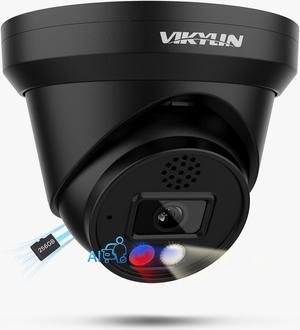 4K 8MP Full Color PoE IP Camera Active Deterrence (red/Blue LED, Siren), 4K PoE Camera Turret with Human/Vehicle Detection,98ft Night Color Vision F1.0,MicroSD 256GB, 2-Way Audio, Blue Iris,NDAA,Black