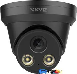 VIKVIZ 4K PoE IP Camera Outdoor with Mic,8MP Smart Dual Light Security Turret Camera,Human/Vehicle Detection,2.8mm Lens,98FT Color Night Vision,Full Metal Housing,IP67,Compatible for Third-Party NVR