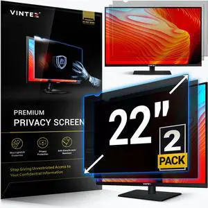 [2 Pack] 22 Inch 16:9 Computer Privacy Screen Filter for Widescreen Monitor and Laptop - Anti-Glare - Anti-Scratch Protector Film - Data Confidentiality Shield [2 Pack]