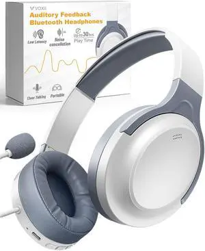VOXii Auditory Feedback Wireless Headphones - Brain Training Bluetooth Headphones, Enhanced Speech, Language, Memory and Attention, for You and Your Children, Help with Autism ADHD (White)