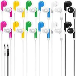 Wensdo 60 Packs Kids Bulk Earbud Headphones for Classroom, Wholesale Multi Colored Earphones for Students, School, Library, Museums(HY01, Mix Colors)