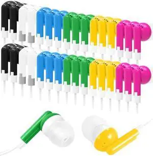 60 Pack Earbud Bulk Kids Headphone for Classroom School, Wholesale Class room Students Wired Earphones with 3.5 mm Jack for Computers Chromebook Laptop PC (Mixed Colors)
