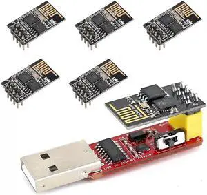 Wishiot CH340G Programmer USB to ESP-01 Wireless Adapter Module + 4PCS ESP8266 ESP-01S WiFi Wireless Serial Transceiver Module 4MB Flash 3.3V Wi-Fi Module