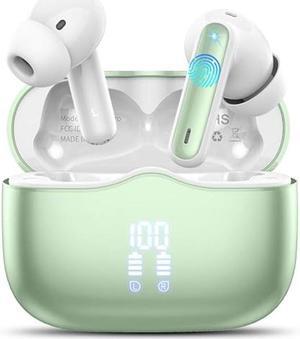 Wireless Earbud, Bluetooth 5.3 Headphones Deep Bass with 4 HD Mics, Wireless Headphones in Ear 40H Playtime, Bluetooth Earphones with Light Weight, IP7 Waterproof Ear Buds for Android IOS, Green