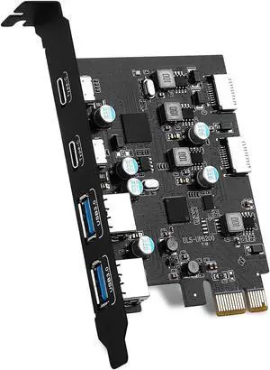 6 Ports USB PCIE Card (2X Type-E Adapter,2X USB 3.0-C, 2X USB A) PCI Express USB Cards PC Front Panel Header for Windows 7/8/10 Linux and MacPro 4.1/5.1