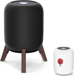 Yibracki Wood Table Stand for HomePod 1 and Homepod 2 Speaker with Dust-Proof Cover, Anti-Slip Wooden Desk Stand Compatible with Homepod 1st & 2nd Desktop Tripod Stand Holder, Black