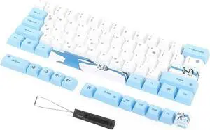 Yunseity 73PCS PBT Keycaps, FiveFaced Dyed Anime Keycap, Mini Lightweight Keycap, Universal for Mechanical Keyboard, Five Patterns Available (6064 Penguins)