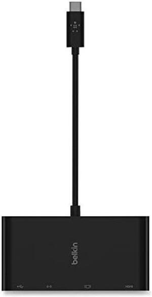Belkin USB-C Multimedia Adapter, HDMI/Ethernet/USB-A/USB-C/VGA, 4.33", Black