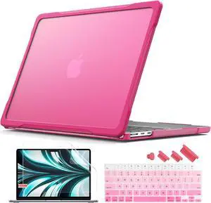 Batianda Ultimate Laptop Case for M4 MacBook Air 13 inch 2025 2023 2022 Model A3240/A3113/A2681 Matte Surface Carbon Fiber Edges Anti-Scratch and Anti-Fingerprint with Keyboard Cover, Pink