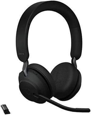 Jabra Evolve2 65 UC Wireless Headphones with Link380a, Stereo, Black - Wireless Bluetooth Headset for Calls and Music, 37 Hours of Battery Life, Passive Noise Cancelling Headphones