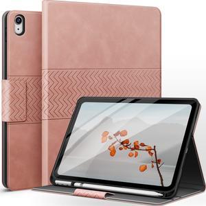 auaua Case for iPad 10th Generation 2022, 10.9 inch Case with Pencil Holder, Auto Sleep/Wake, Adjustable Stand, PU Leather (Pink)